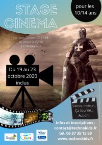Stage Cinema. Du 19 au 23 octobre 2020 à CHATEAUROUX. Indre.  10H00